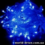 Гирлянда LED (диодная) 100 синяя прозрачный провод